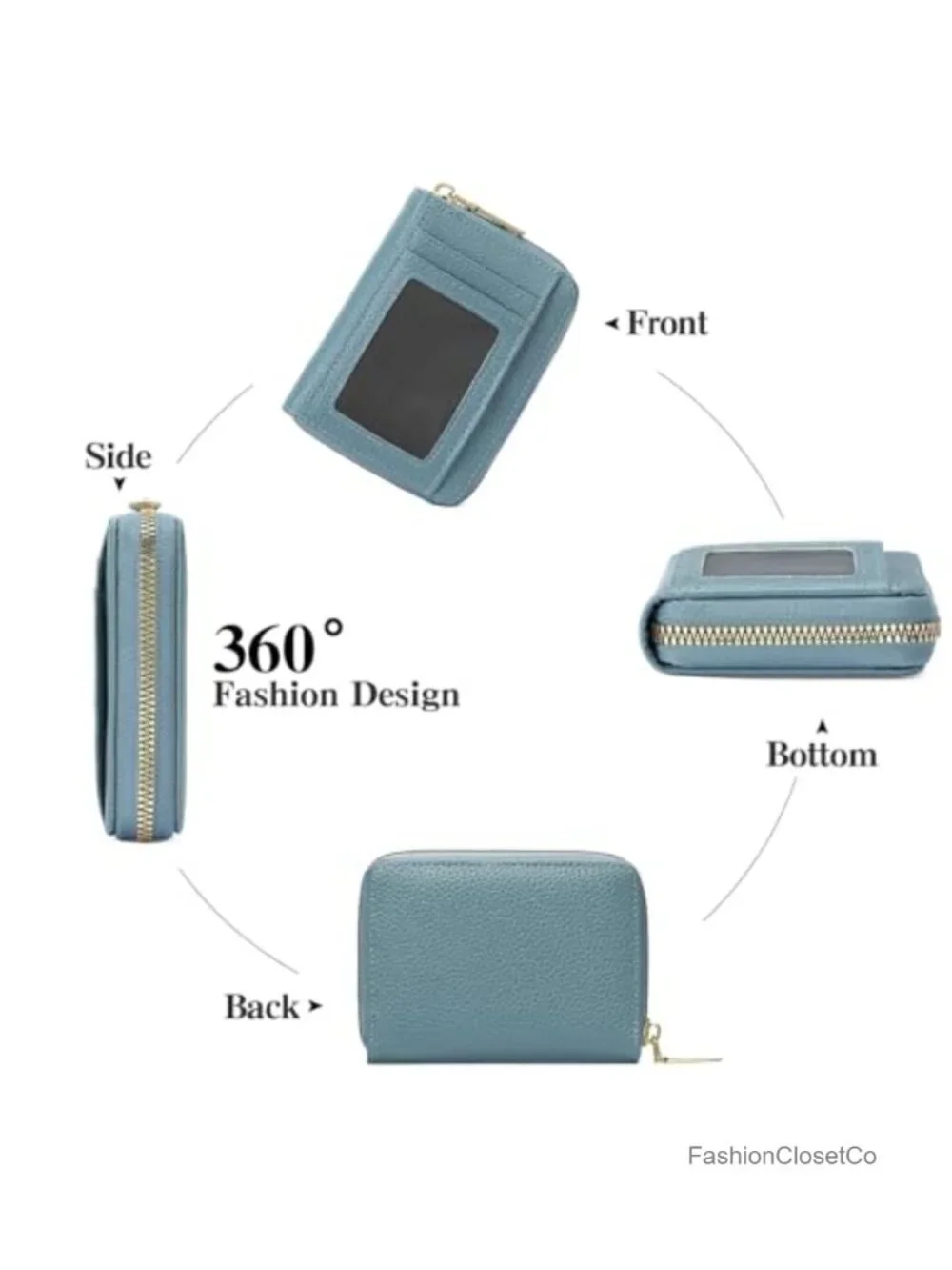 Zip-Around RFID Blocking Vegan Leather Card Holder Wristlet Wallet